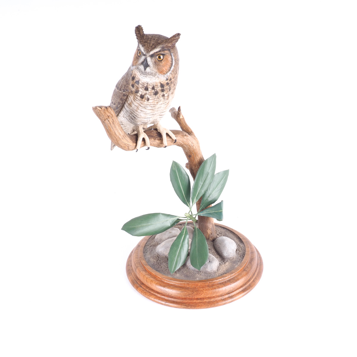 1995 Jim Sams Wood Sculpture "Great Horned Owl" EBTH