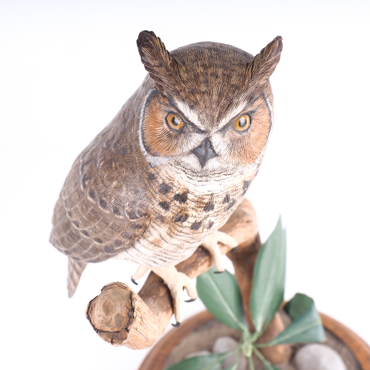 1995 Jim Sams Wood Sculpture "Great Horned Owl" EBTH