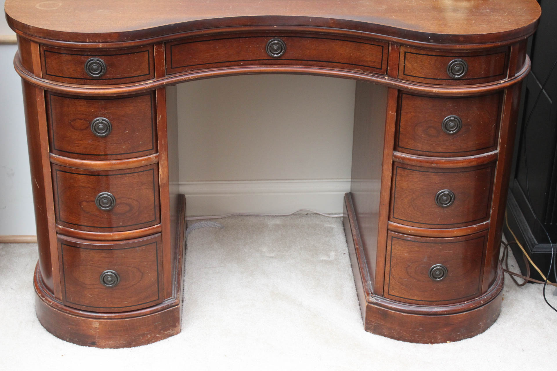 Antique KidneyShaped Desk with Chair EBTH