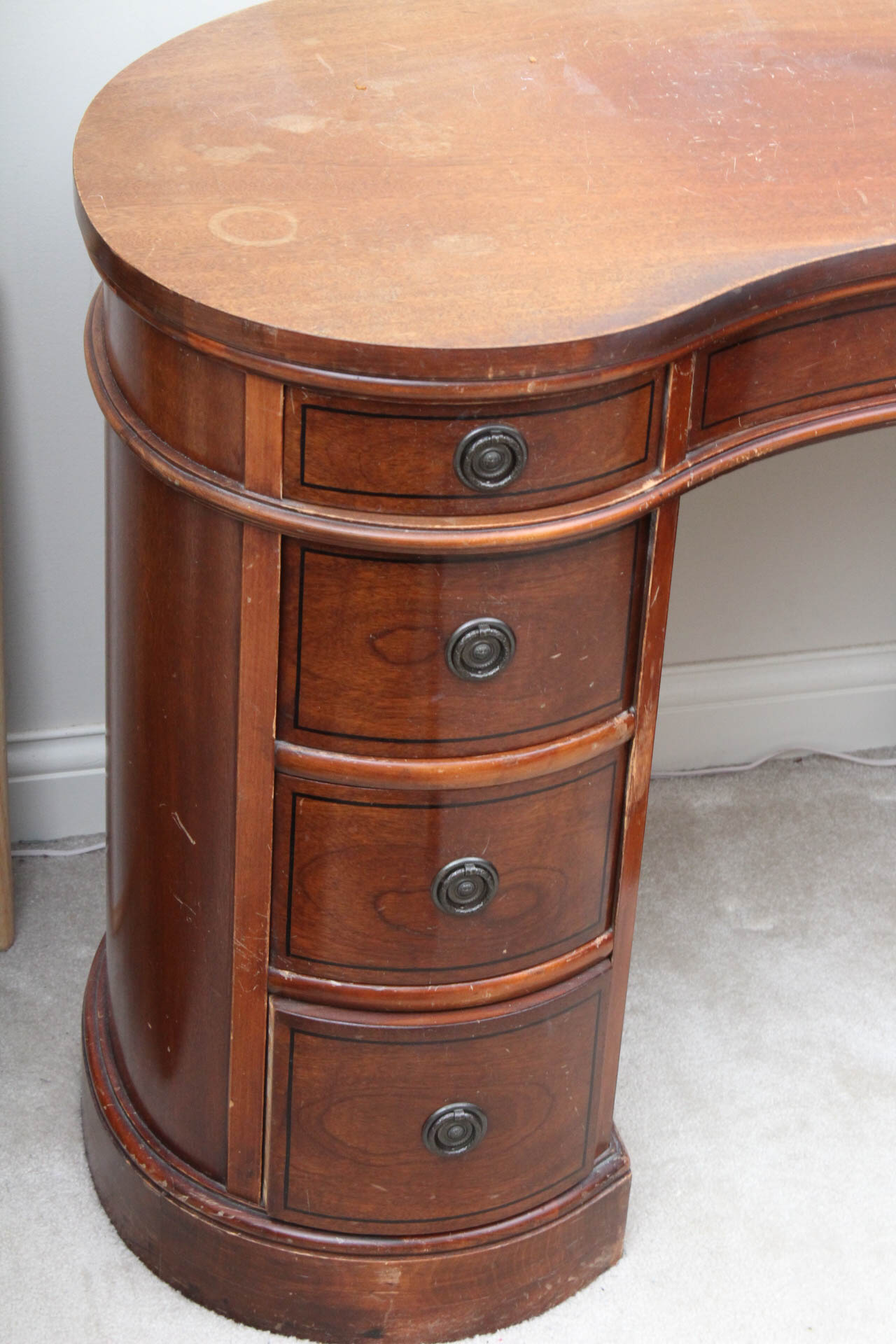 Antique KidneyShaped Desk with Chair EBTH