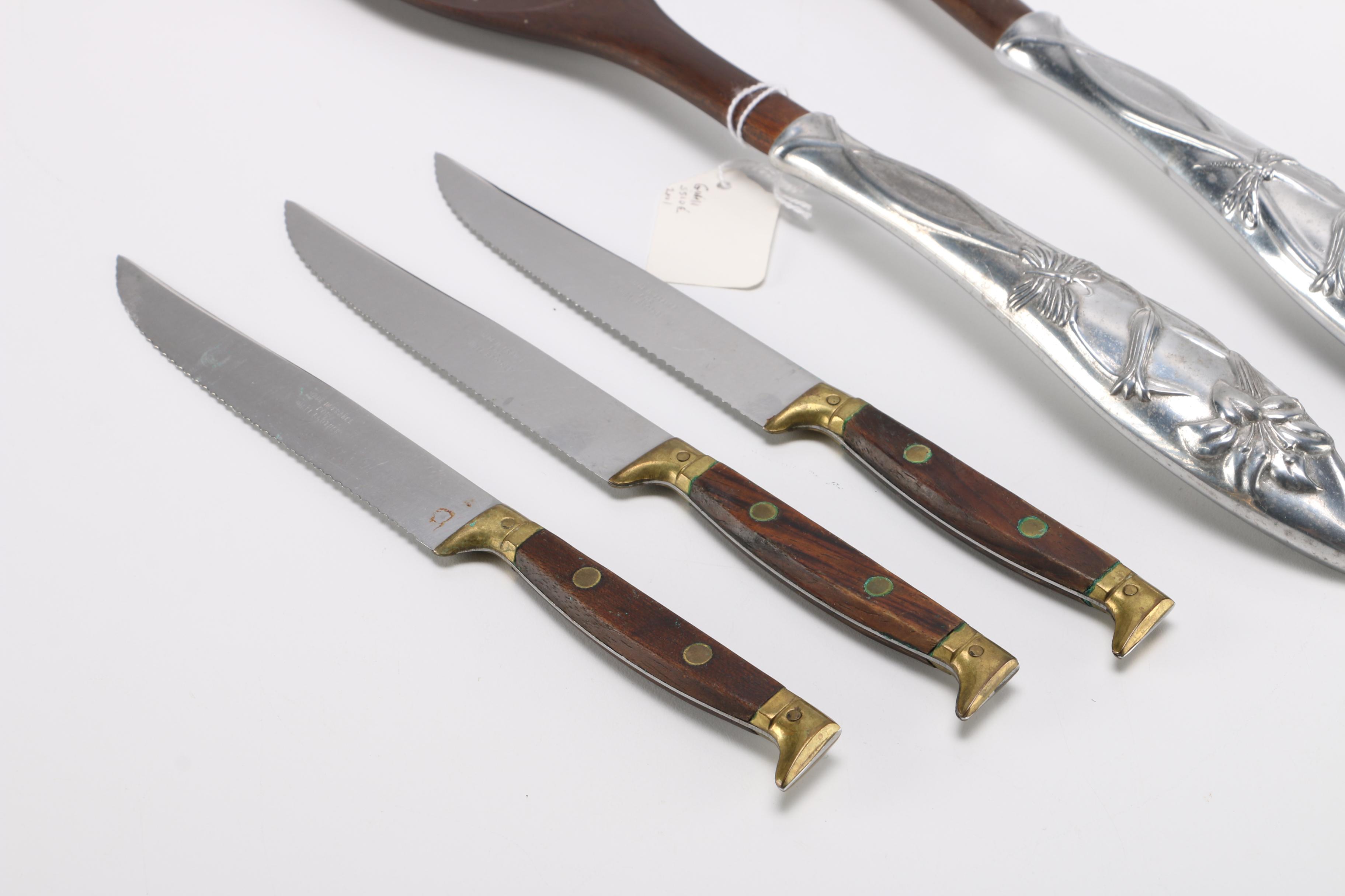 Gimbel Brothers Steak Knives and Lenox Salad Servers EBTH