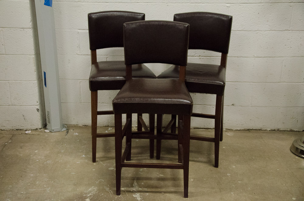 Pier 1 Dark Brown Italian Leather Bar Stools EBTH