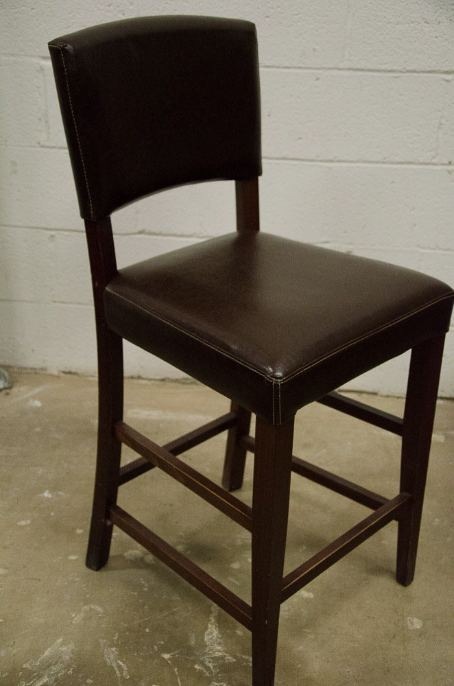 Pier 1 Dark Brown Italian Leather Bar Stools | EBTH