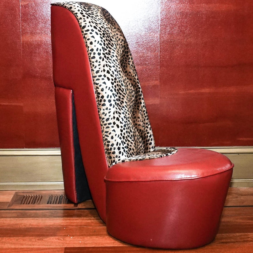 Red Leather Stiletto Heel Chair Ebth