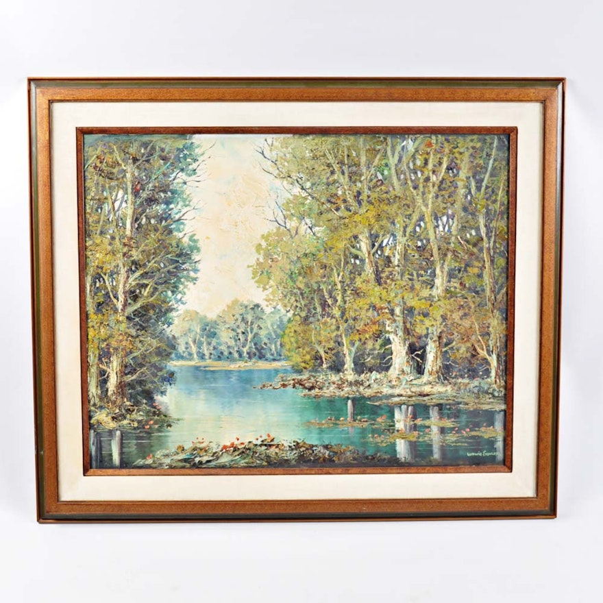 Ludwig Sohler Framed Original Oil on Canvas Landscape ...