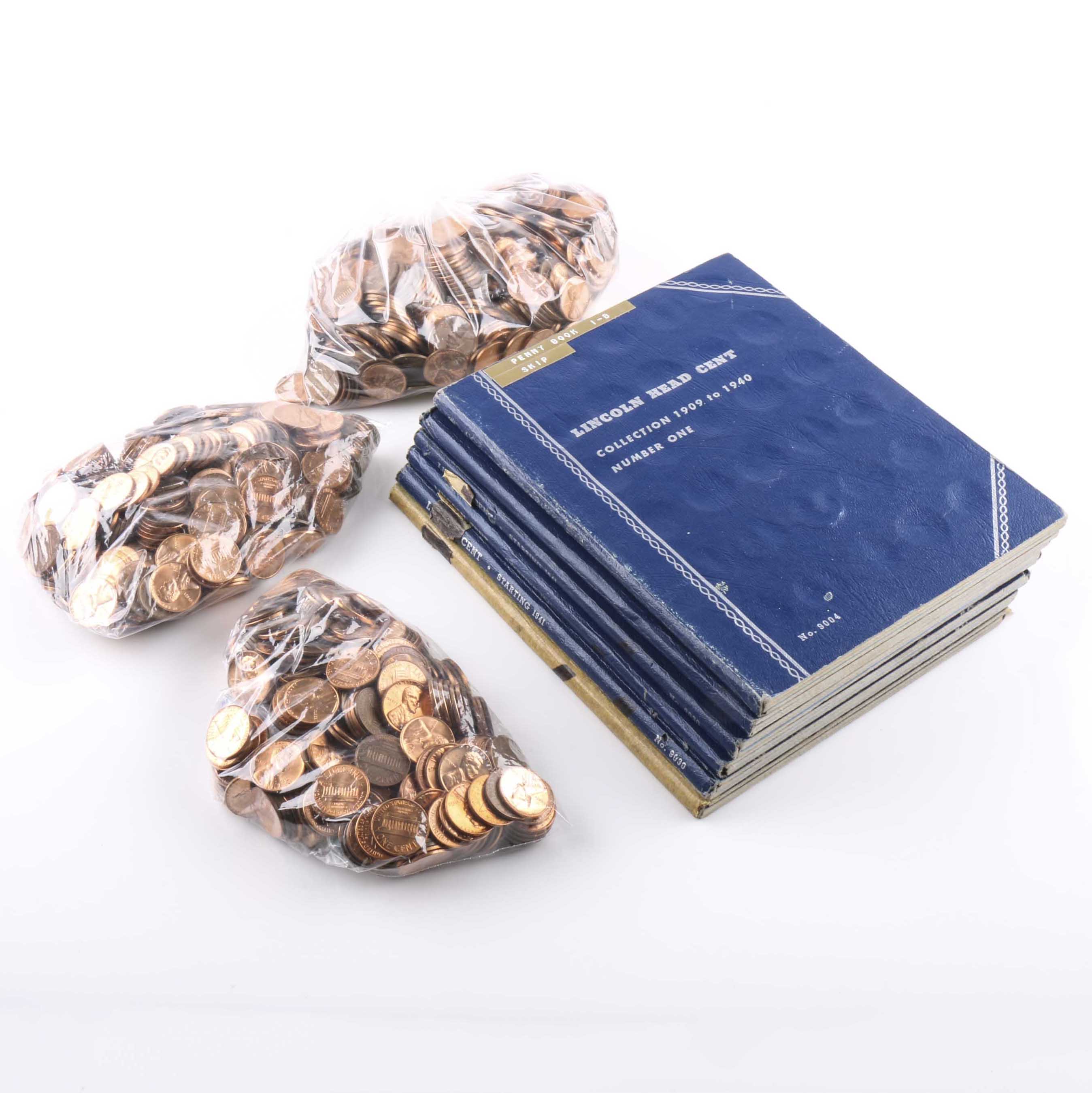 Very Large Lincoln Penny Collection and Whitman Penny Folders EBTH