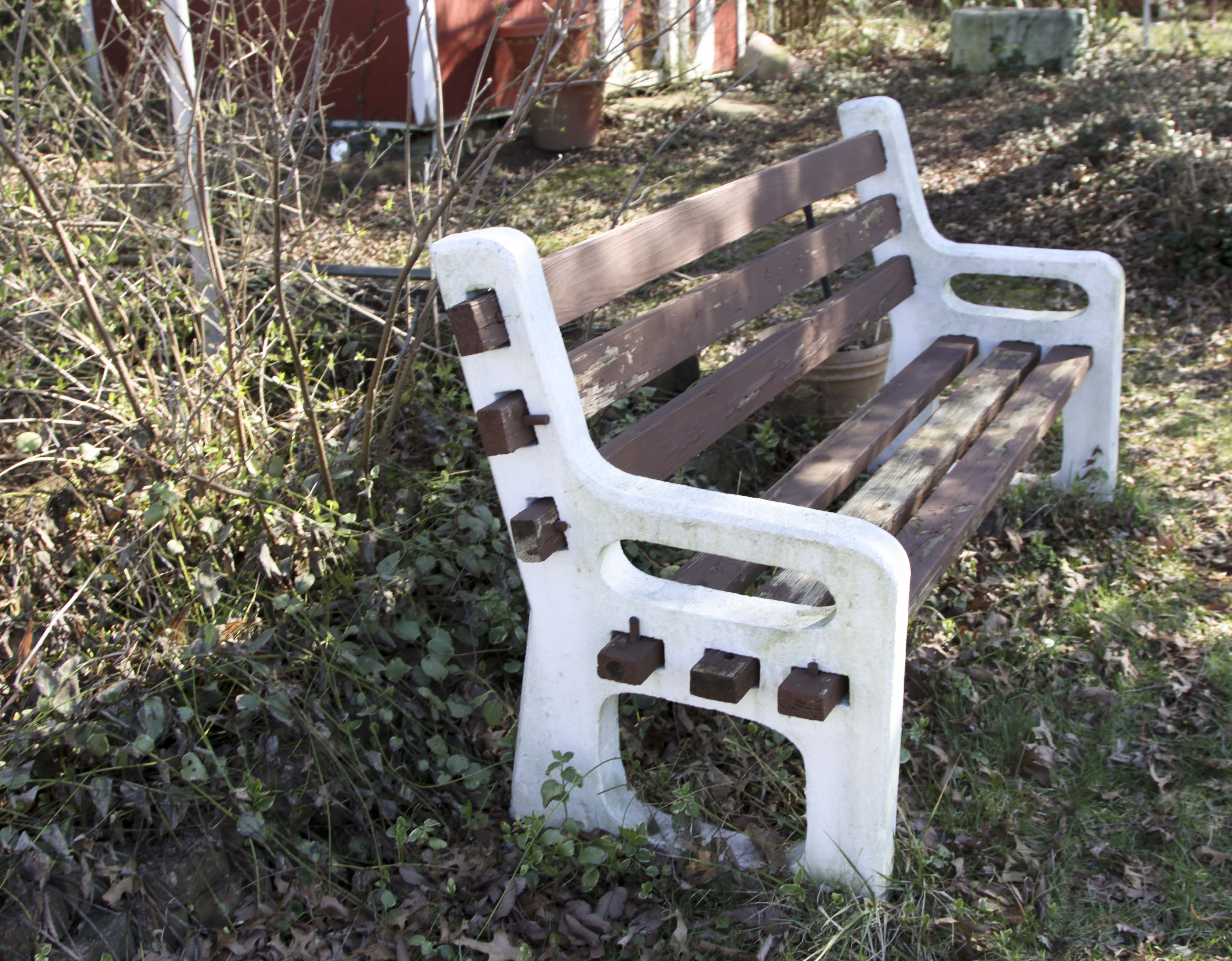 Wood and Concrete Park Bench EBTH