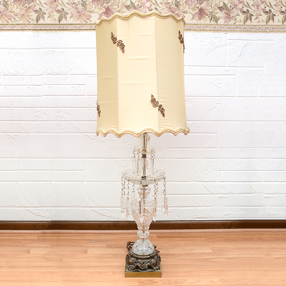 Crystal With Table French Prisms Cristal Vintage Lamp D'albret Tdrqcshx knwPON80X