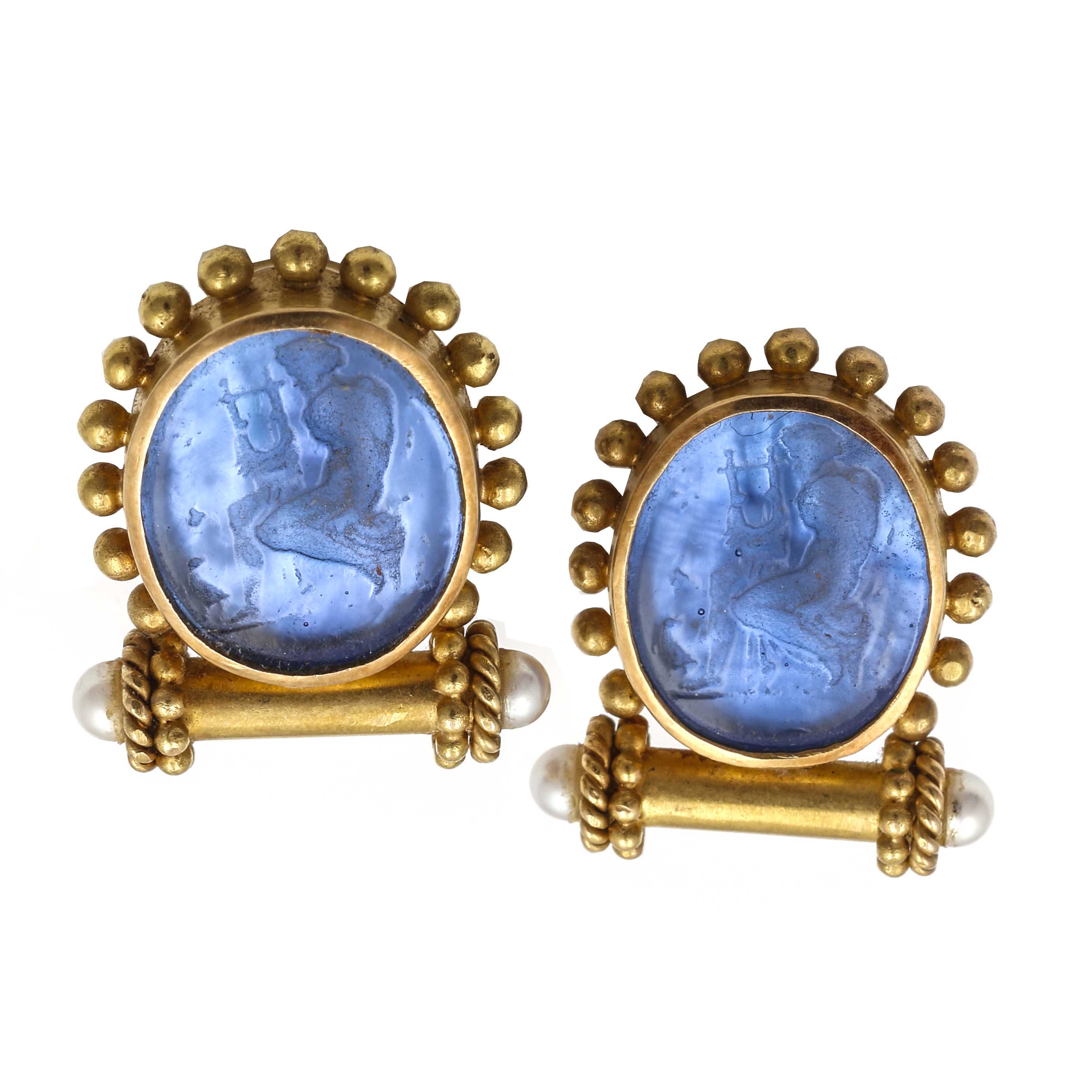 Elizabeth Locke 18K Yellow Gold Intaglio Earrings EBTH
