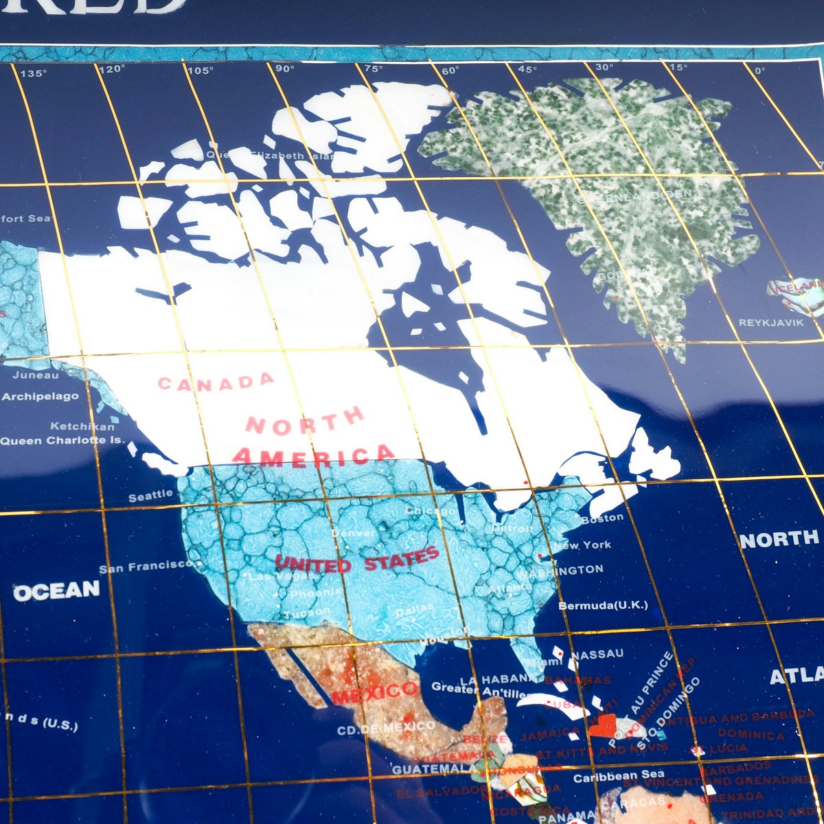 Inlaid Stone and Abalone Map Of the World | EBTH