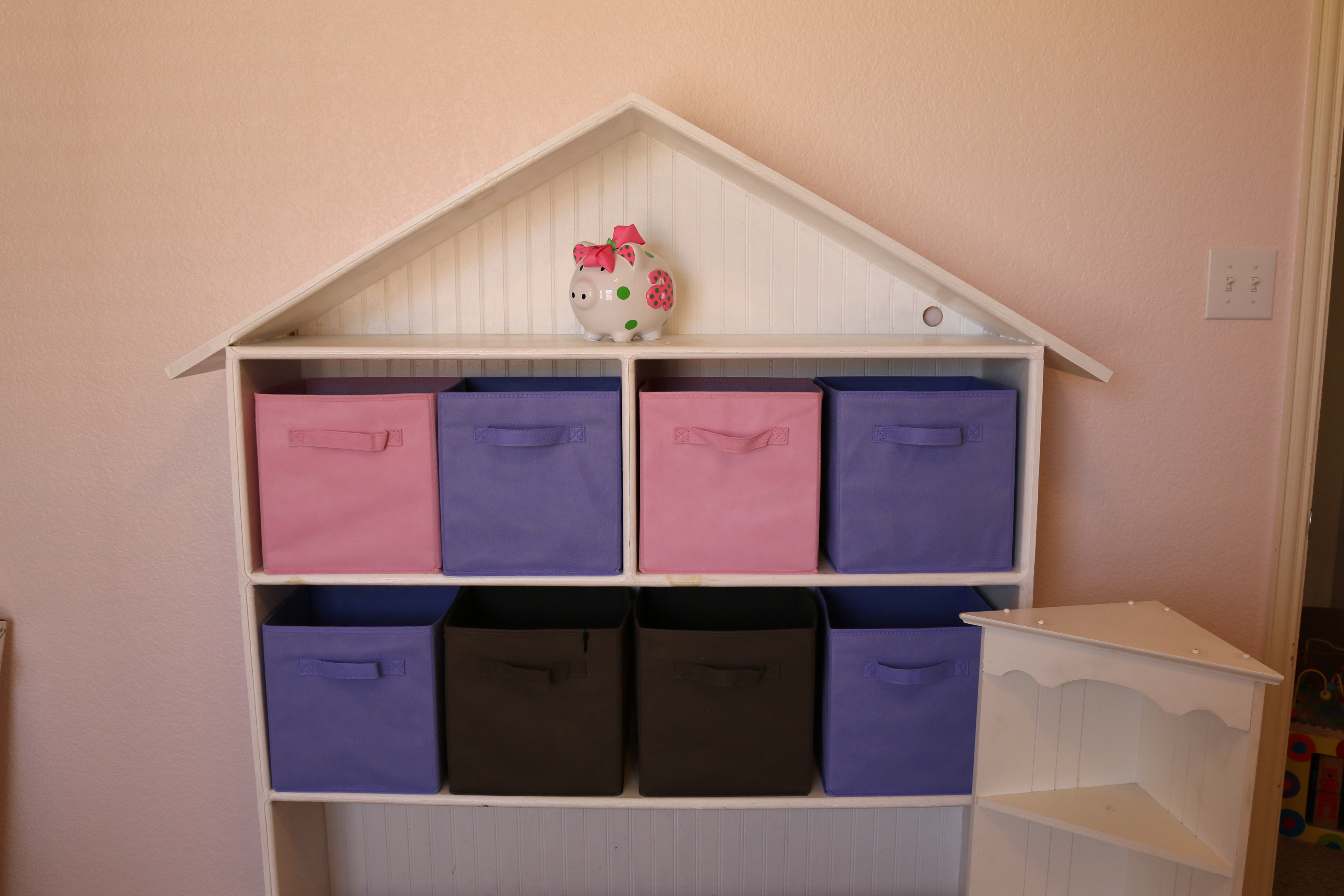 Doll House Shaped Shelf with Canvas Storage Units EBTH