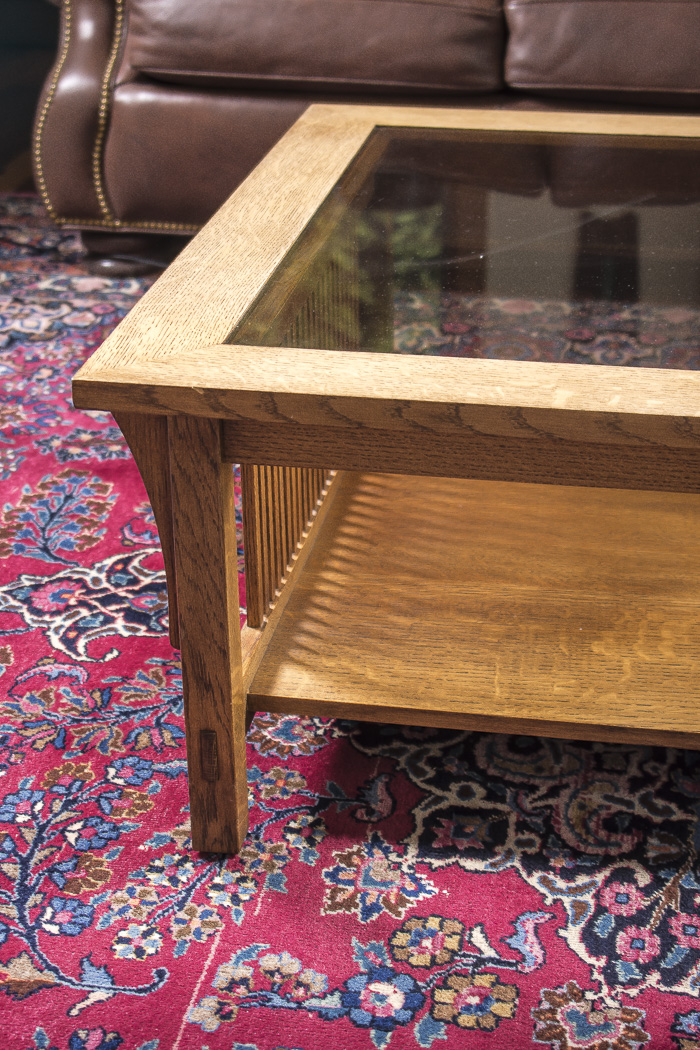 Stickley Mission Style Oak Coffee Table with Glass Top | EBTH