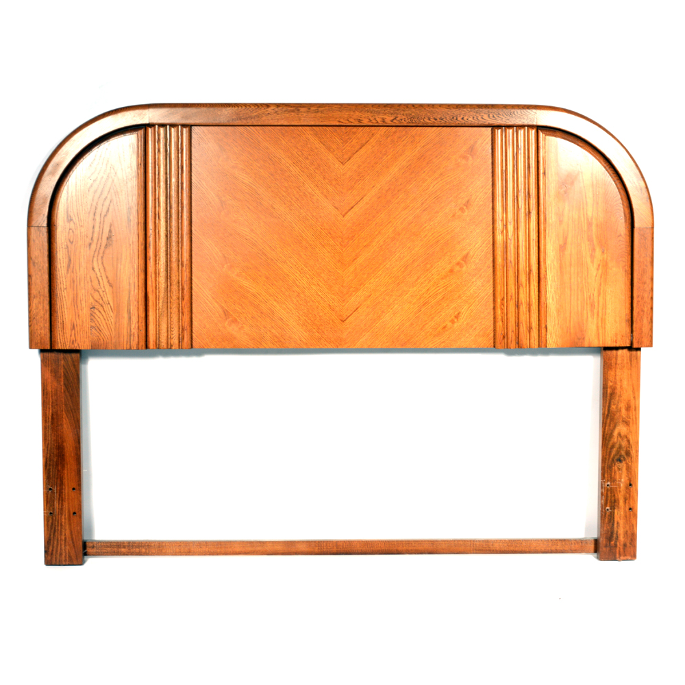 Art Deco Style Queen Size Oak Headboard EBTH
