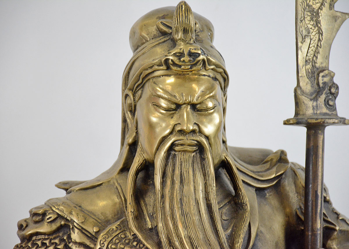 Antique Brass Statue of Chinese Warrior Guan Yu EBTH