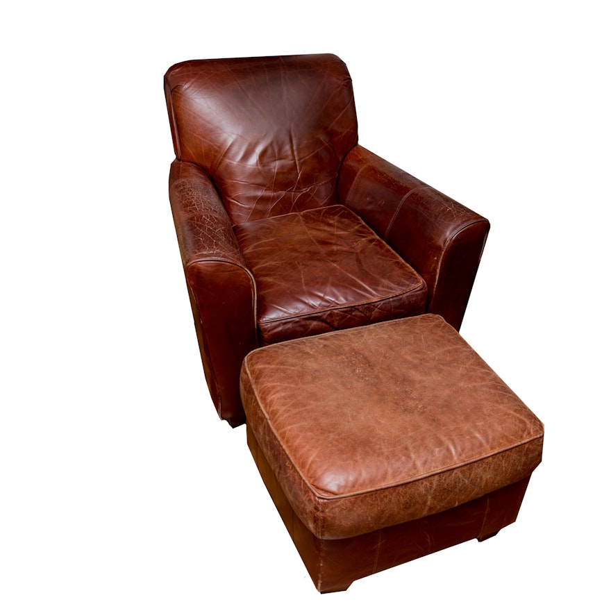 Bauhaus U S A Leather Chair And Ottoman Ebth