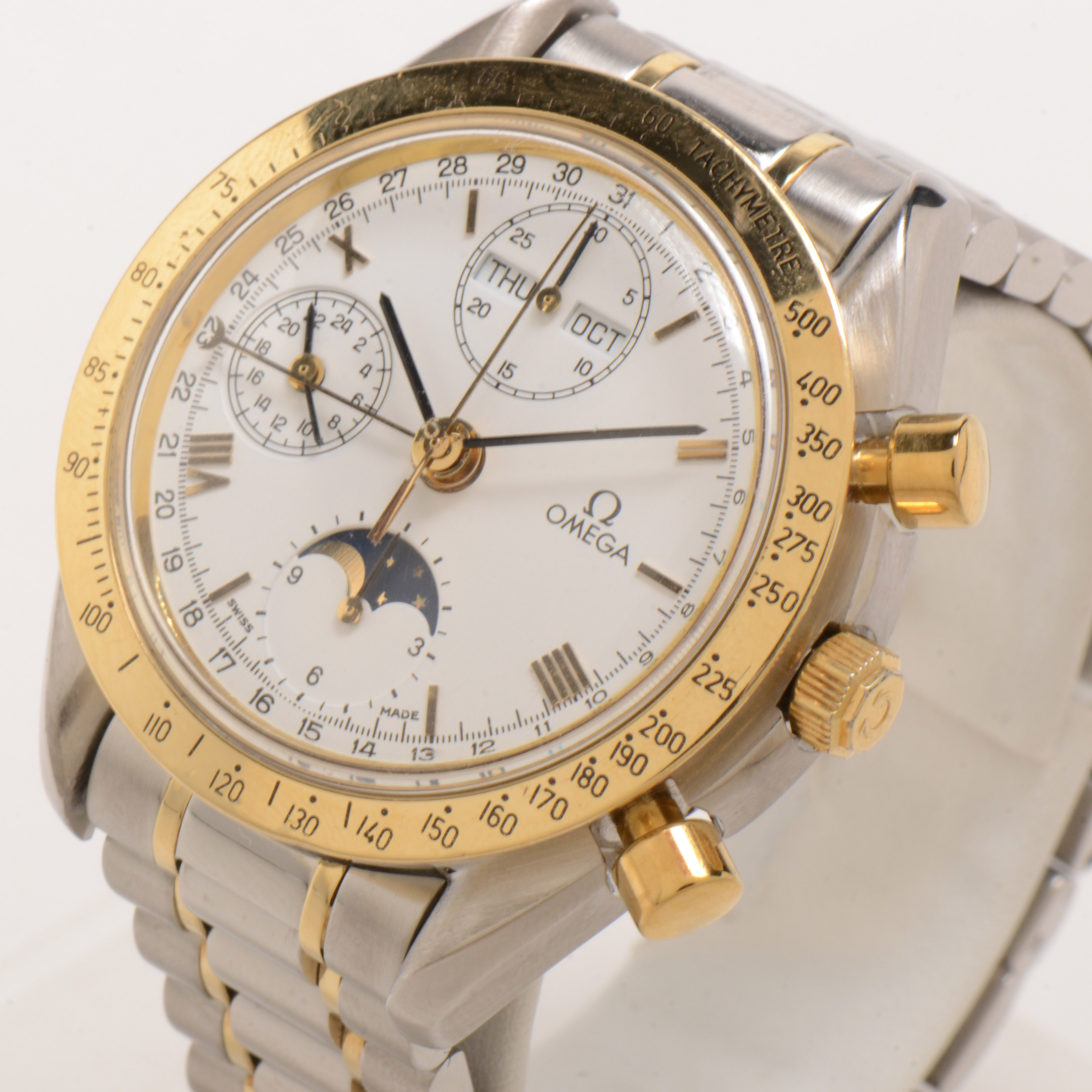 Omega Speedmaster Triple Calendar Moonphase 18K Gold/Steel Auto EBTH