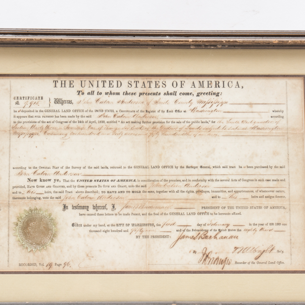 1820 Antique Land Deed Certificate EBTH