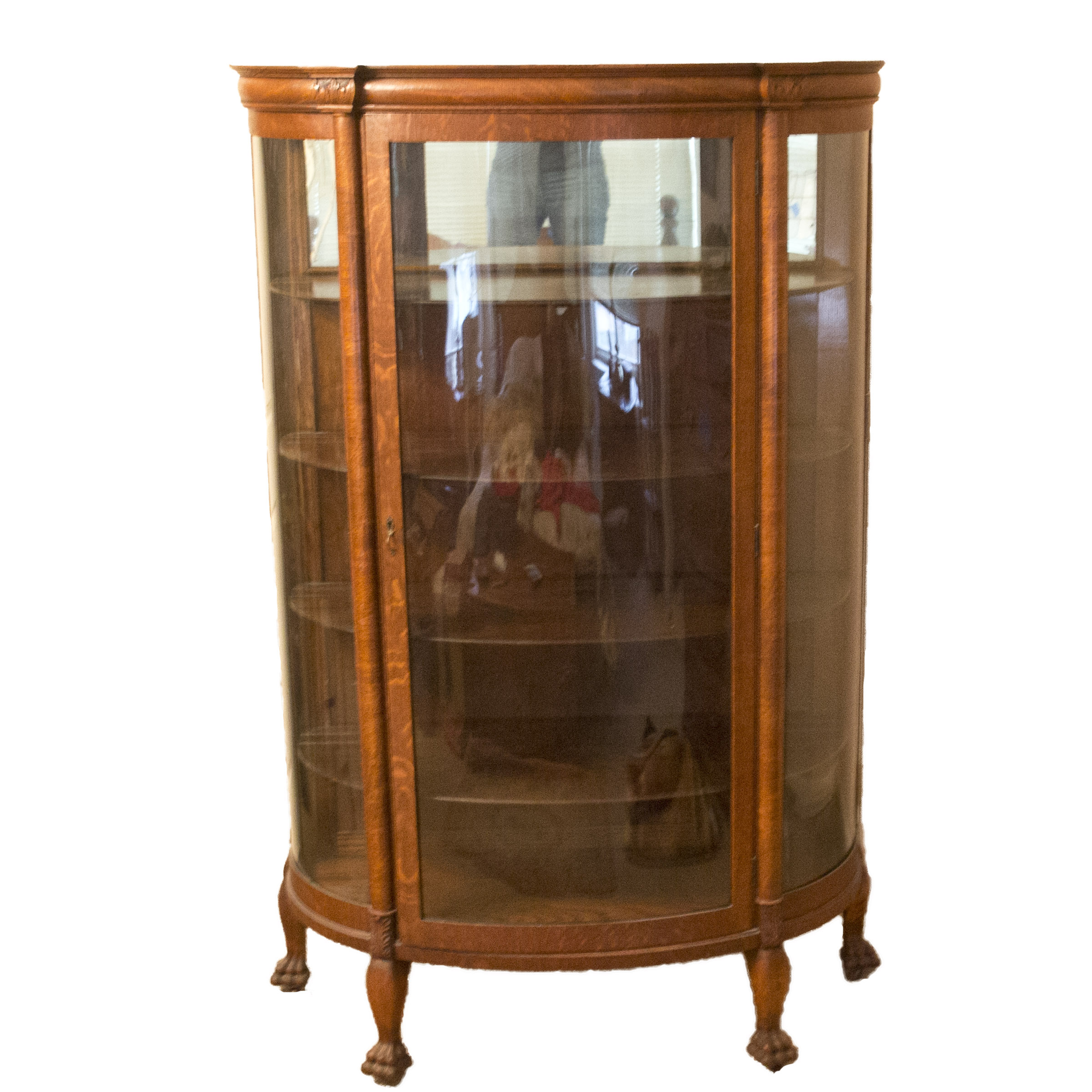 Circa 1900 Oak Bow Front Curio EBTH