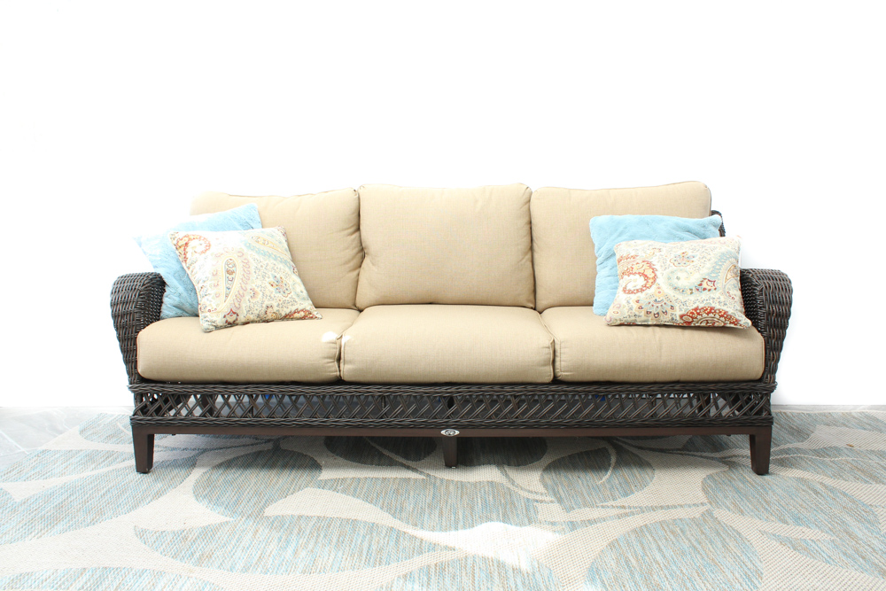 Hampton Bay "Woodbury" Wicker Patio Sofa EBTH