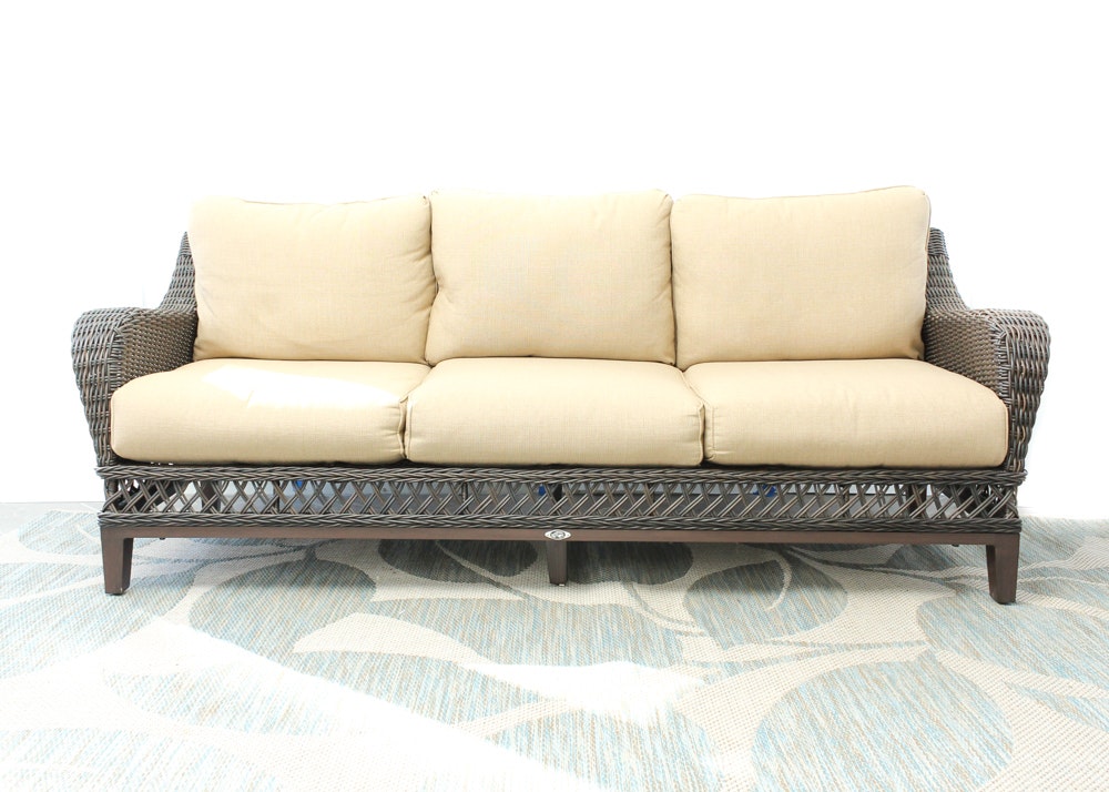 Hampton Bay "Woodbury" Wicker Patio Sofa | EBTH