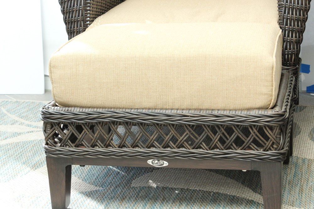 Two Hampton Bay "Woodbury" Wicker Patio Chairs with Ottomans EBTH