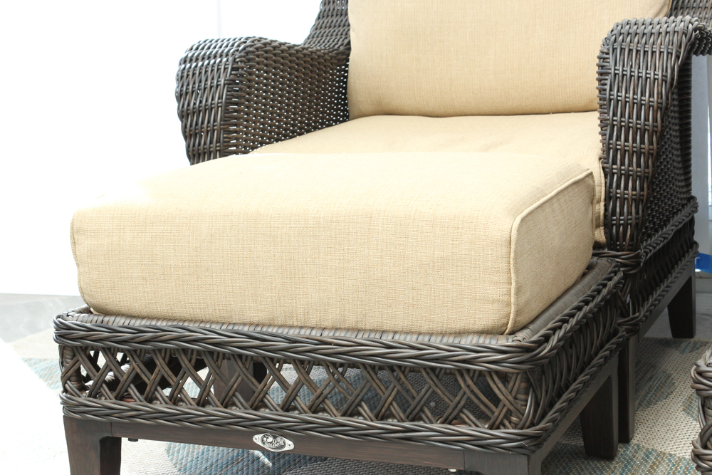 Two Hampton Bay "Woodbury" Wicker Patio Chairs with Ottomans EBTH