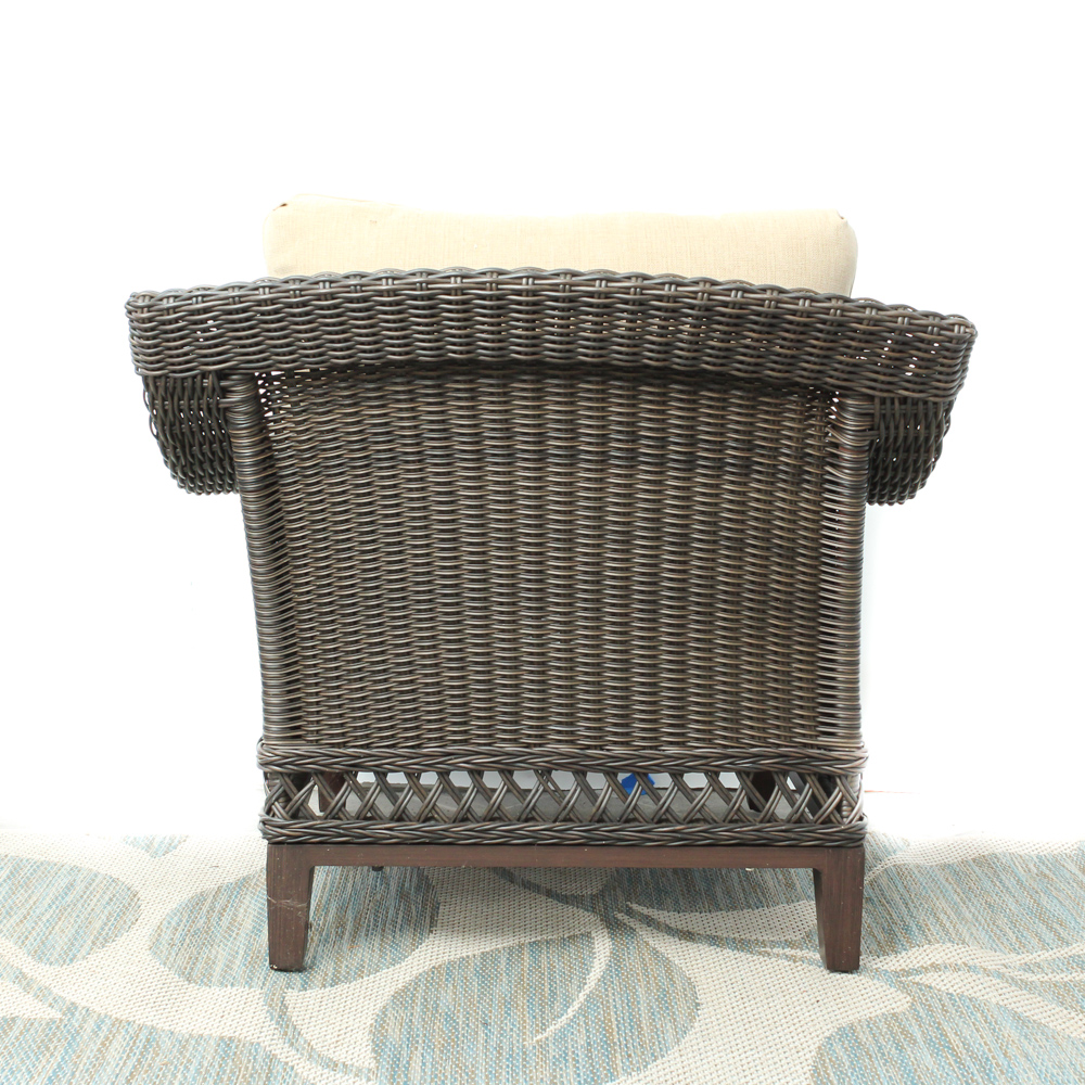 Two Hampton Bay "Woodbury" Wicker Patio Chairs with Ottomans EBTH