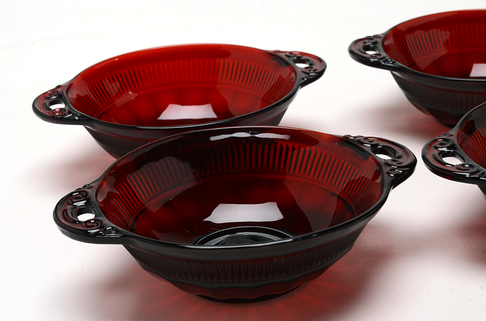 ruby-red-coronation-depression-glass-berry-bowls-ebth