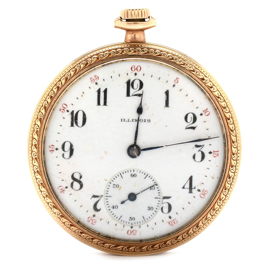Vintage Illinois Gold Filled Open Face Pocket Watch | EBTH