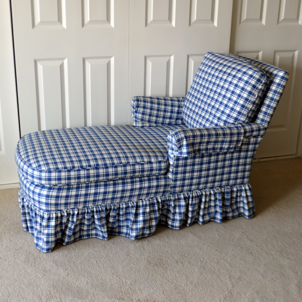 plaid chaise lounge