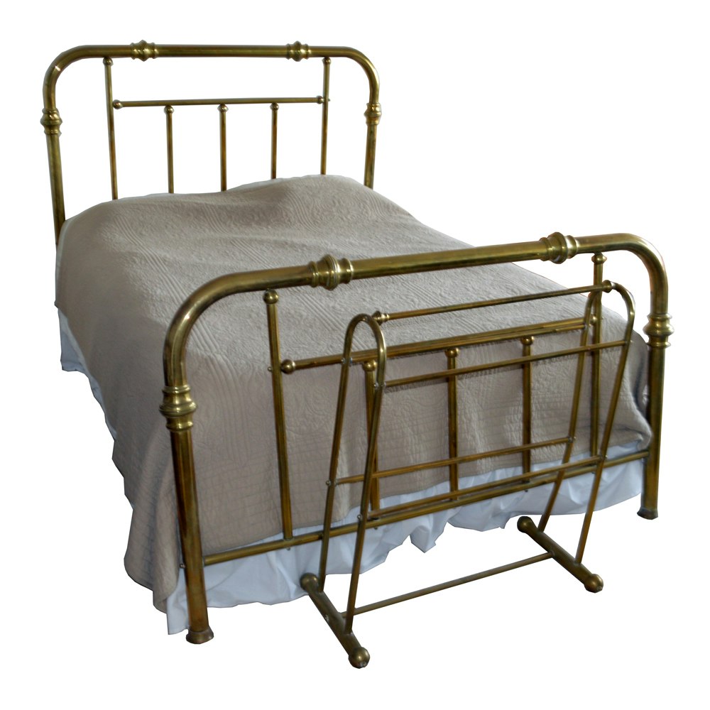 Vintage Queen Size Brass Bed Frame With Brass Quilt Rack | EBTH