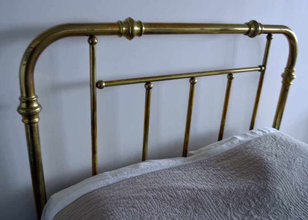 Vintage Queen Size Brass Bed Frame With Brass Quilt Rack EBTH