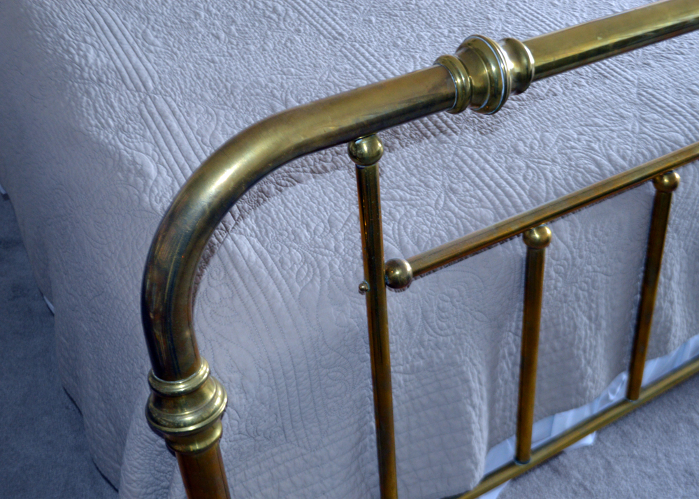 Vintage Queen Size Brass Bed Frame With Brass Quilt Rack EBTH