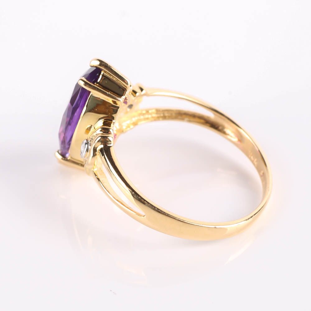 marquise cut amethyst wedding ring