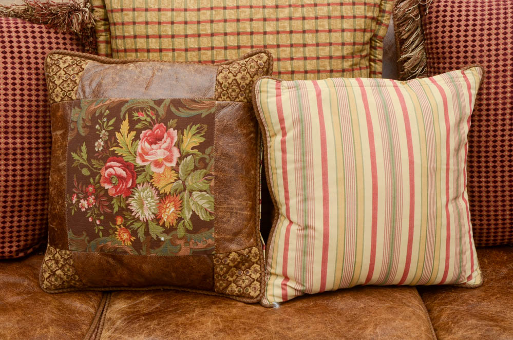 Zimmerman Furniture Brown Leather and Fabric Upholstered Couch EBTH