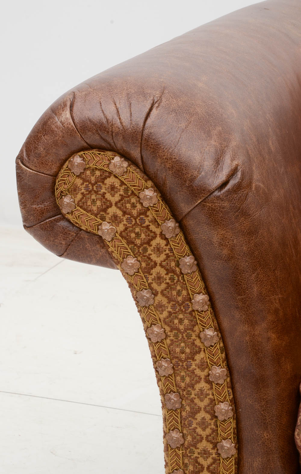 Zimmerman Furniture Brown Leather and Fabric Upholstered Couch EBTH