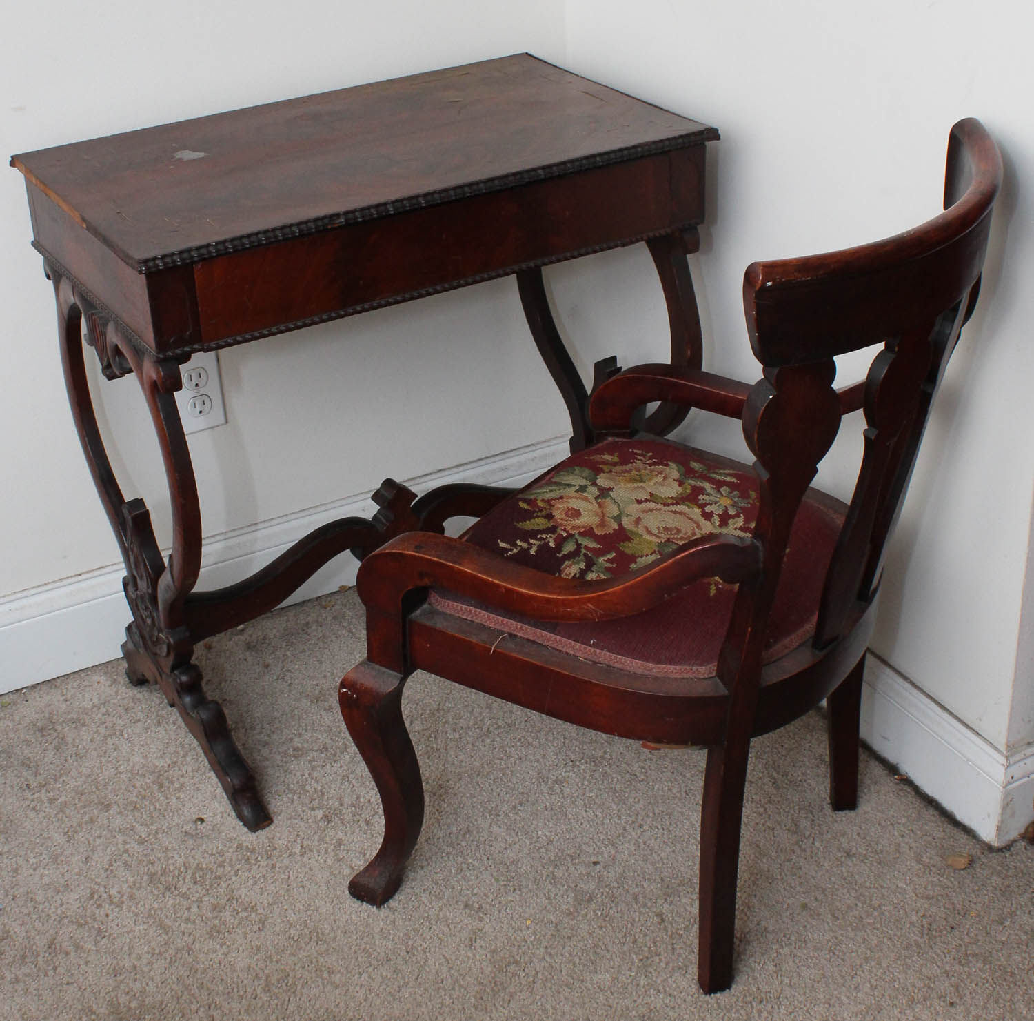 Antique Wooden Desk and Chair EBTH