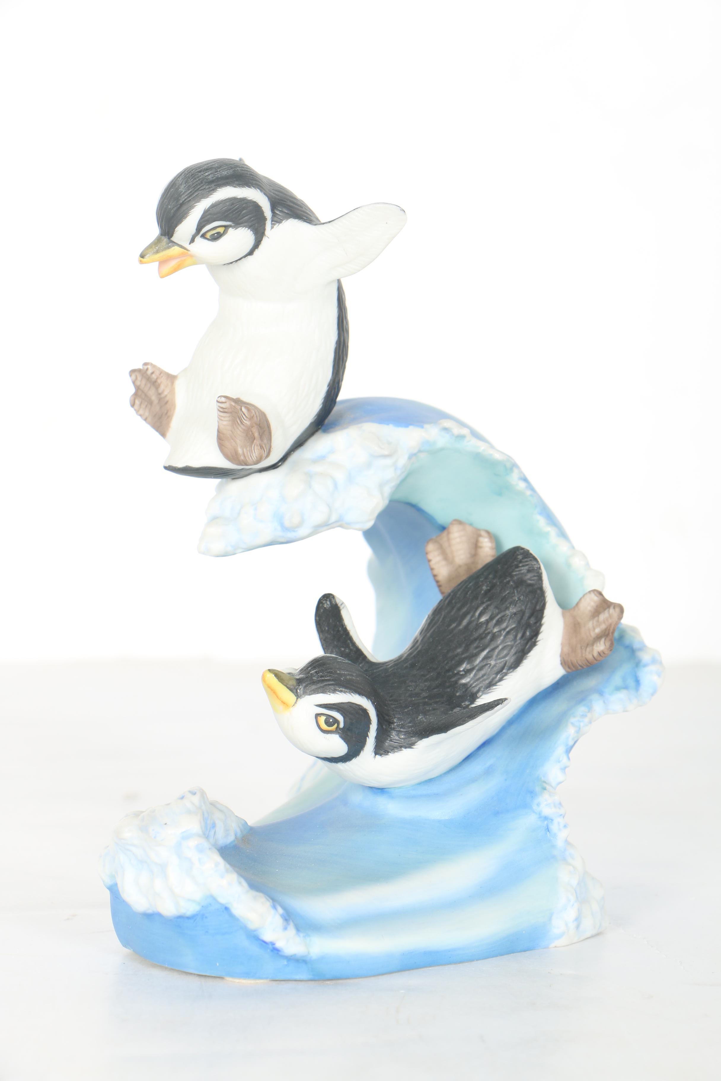 Franklin Mint Porcelain Penguin Figurines Featuring "Wuv" and More EBTH