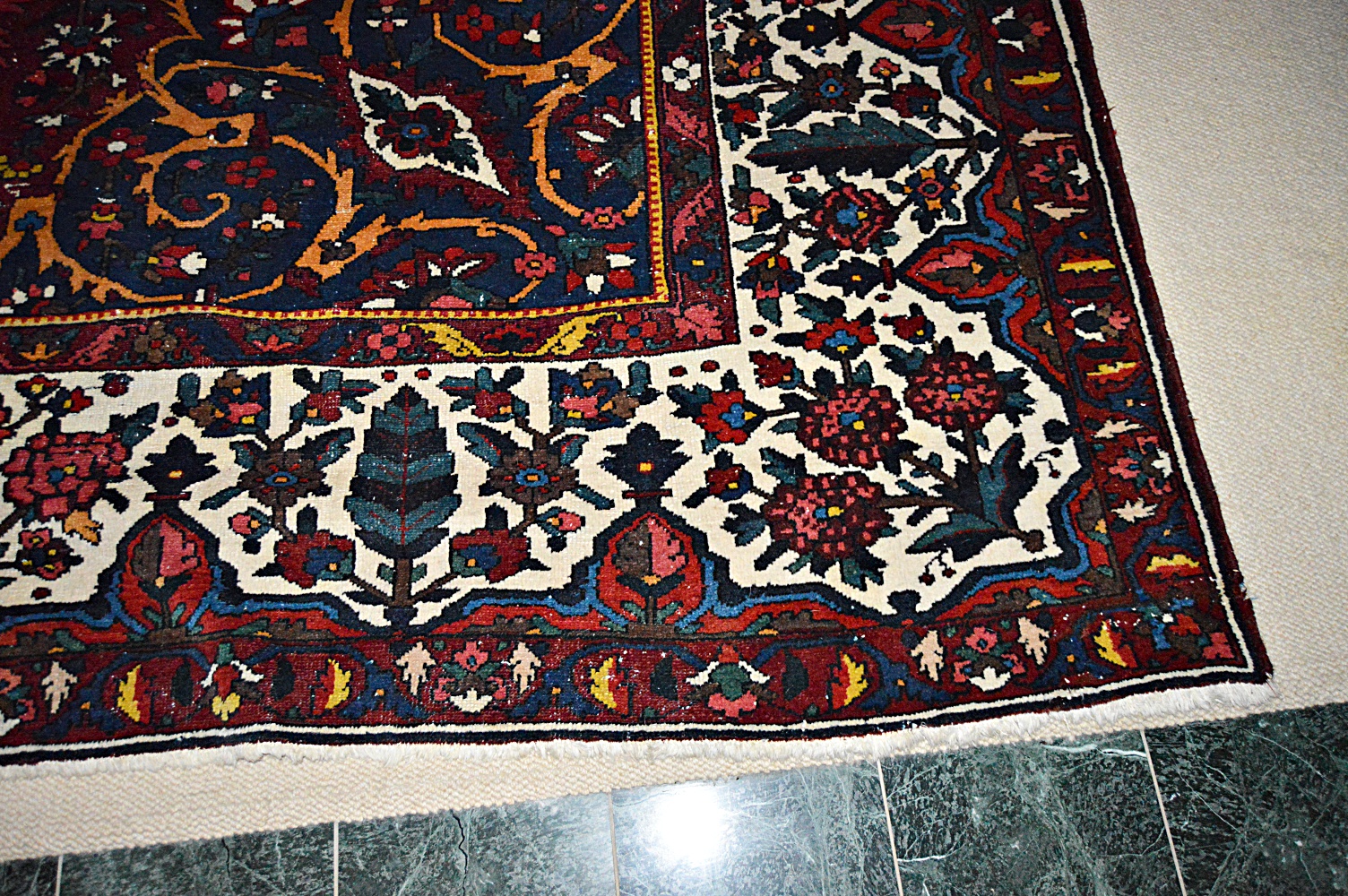 Large Vintage Hand Knotted Wool Persian Style Rug EBTH