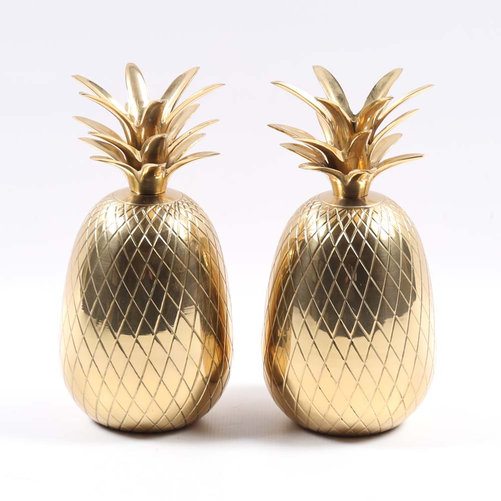 Pair of Brass Pineapple Candle Holders EBTH