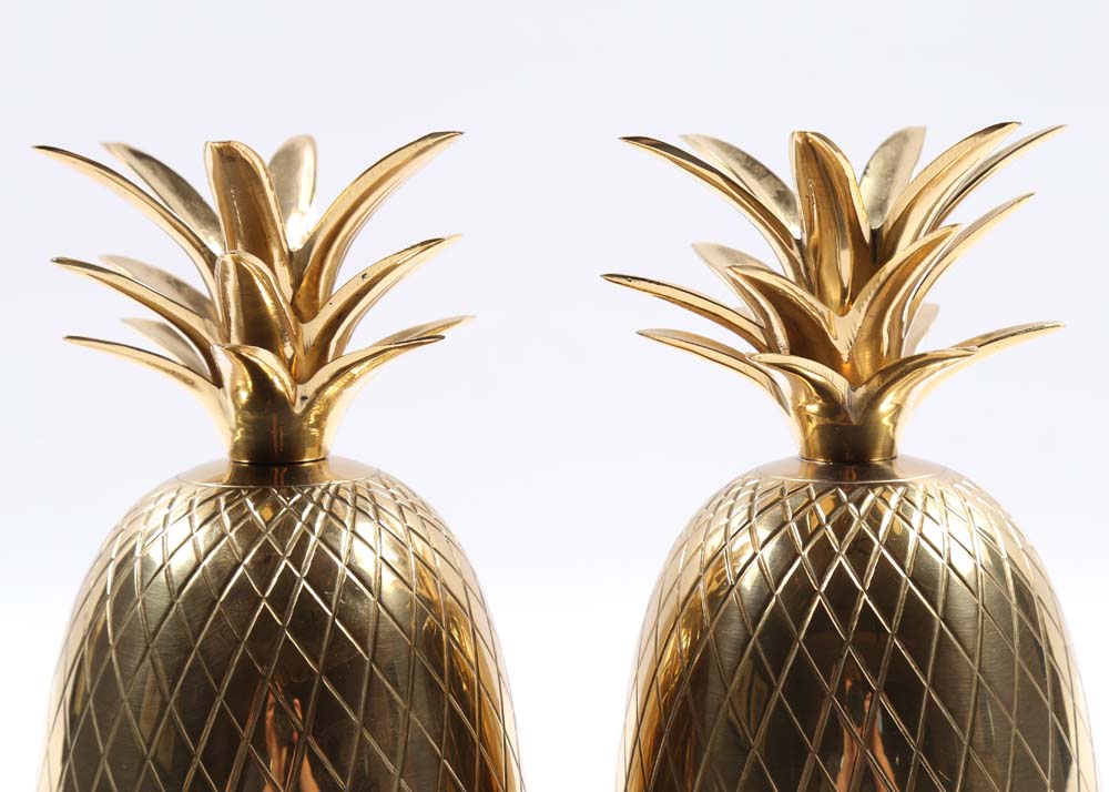 Pair of Brass Pineapple Candle Holders EBTH