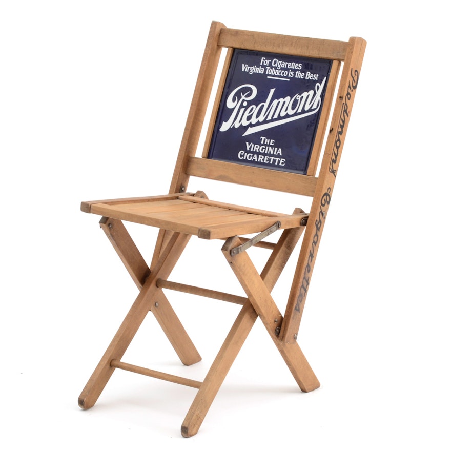 Piedmont Auto Sales >> Vintage Piedmont Folding Advertising Chair With Porcelain ... Piedmont Auto Sales >> Vintage Piedmont Folding Advertising Chair With Porcelain ...