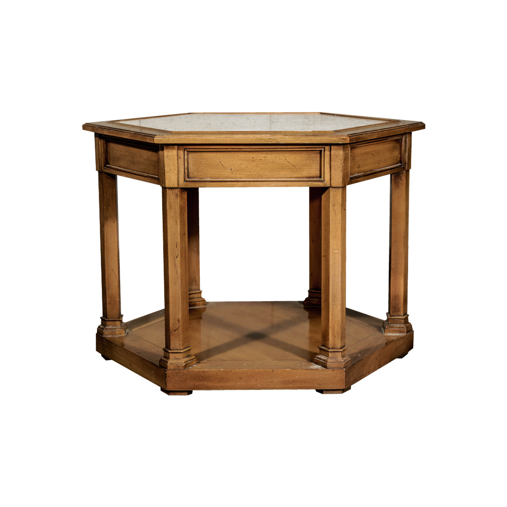 Hexagonal Marble Top Accent Table EBTH