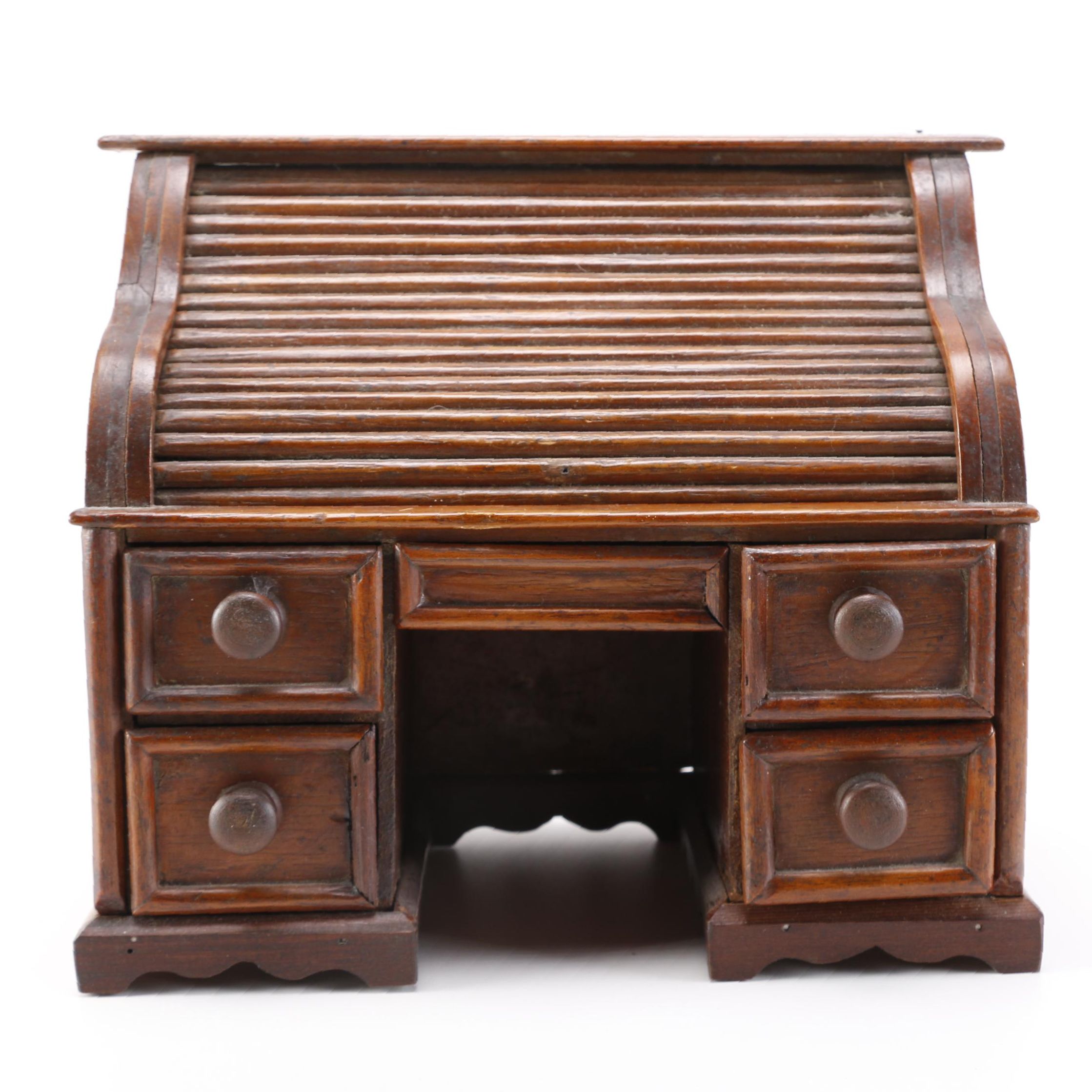 Miniature Wooden Roll Top Desk EBTH