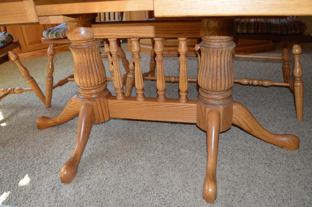 Amish Made Oak Dining Table with Eight Chairs EBTH