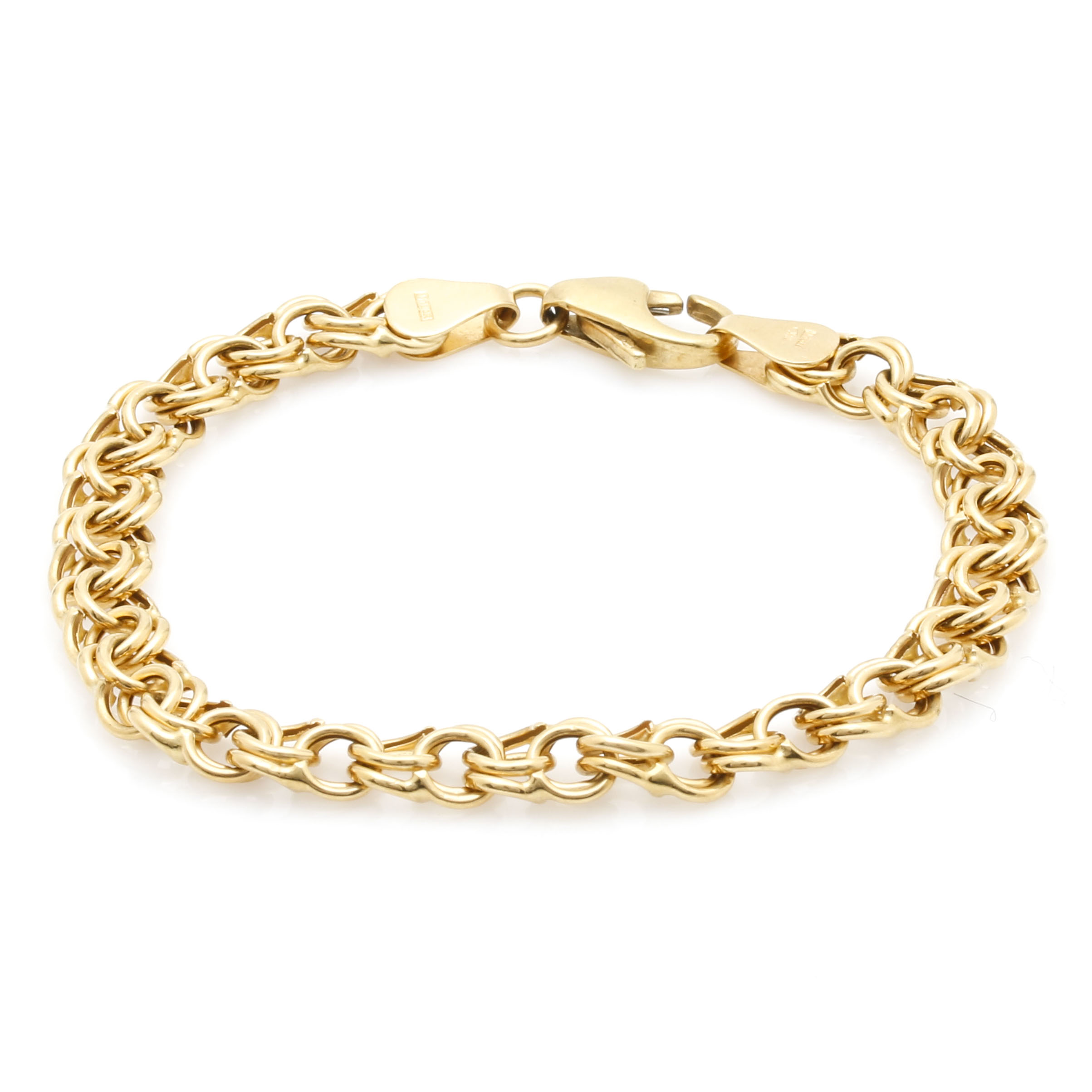 18K Yellow Gold Double Chain Link Bracelet EBTH