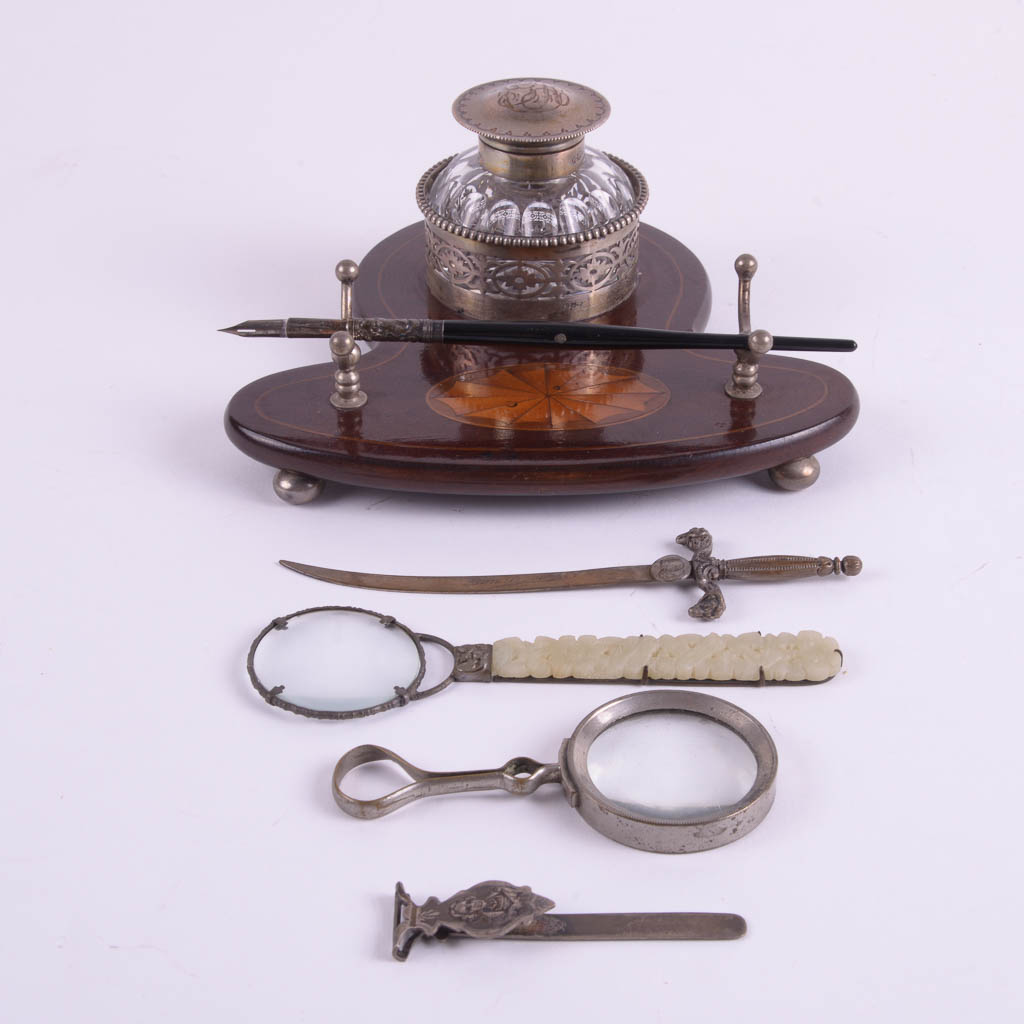 Antique Pen and Inkwell Set, Sterling Money Clip and More EBTH