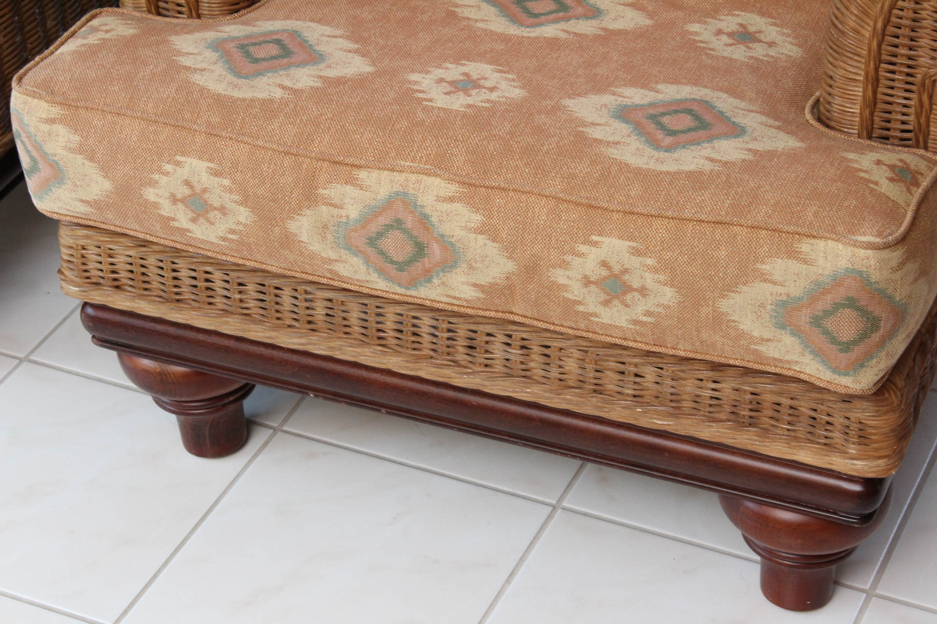 Lexington Casual Rattan Arm Chairs with Upholstered Seats EBTH