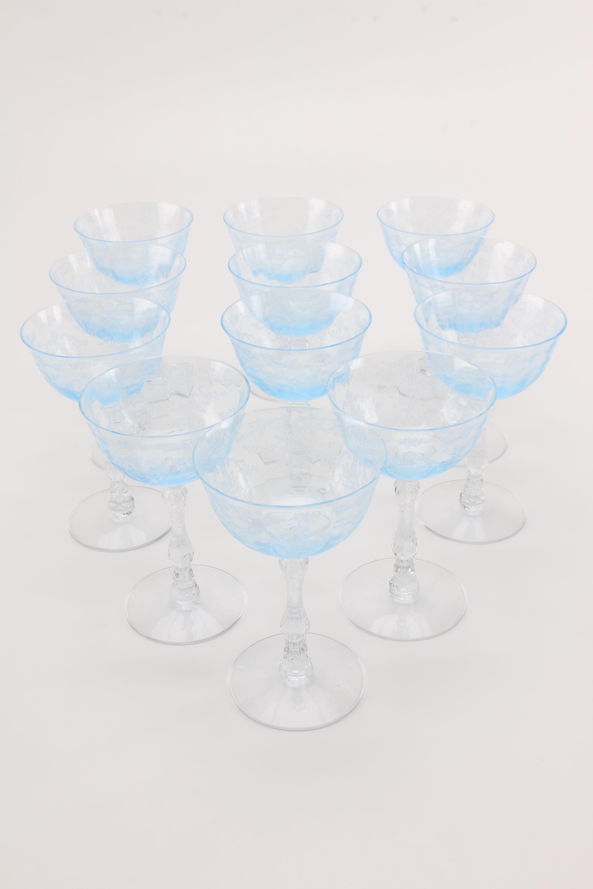 Fostoria "NavarreBlue" Tall Sherbet Glasses EBTH