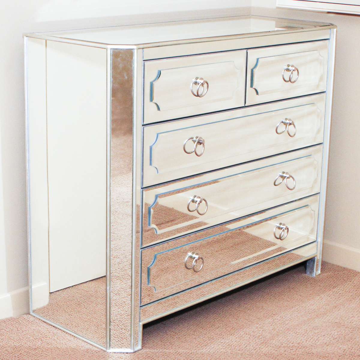 Z Gallerie Mirrored Five Drawer Hall Chest Ebth